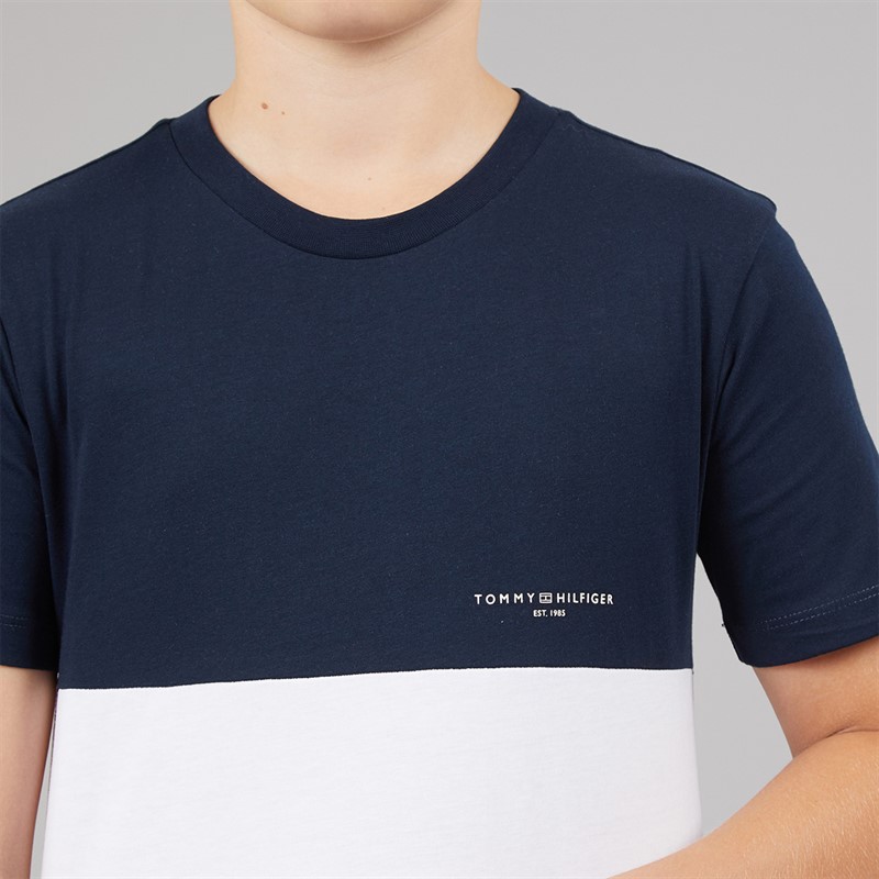 Tommy Hilfiger Boys Mini Corp Colour Block T-Shirt And Shorts Set Dark Night Navy/White Colourblock