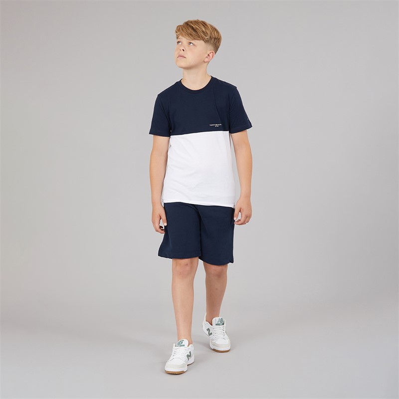 Tommy Hilfiger Boys Mini Corp Colour Block T-Shirt And Shorts Set Dark Night Navy/White Colourblock