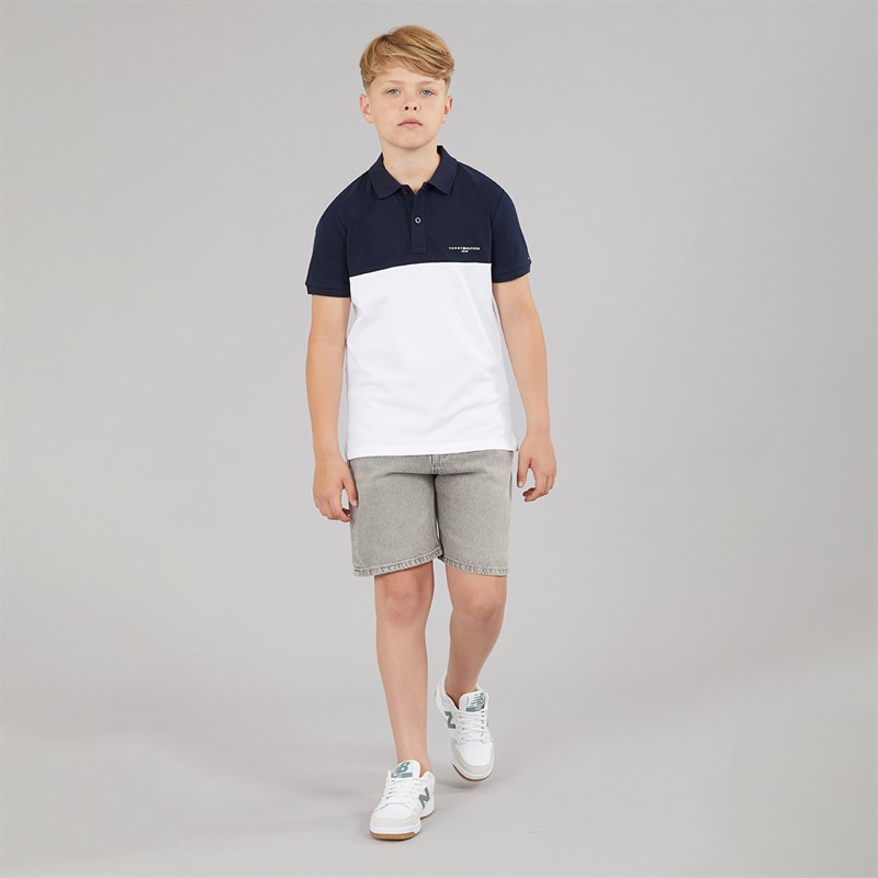 Tommy Hilfiger Boys Mini Corp Colour Block Polo Shirt Dark Night Navy/White Colour Block Dark Night Navy/White Colourblock