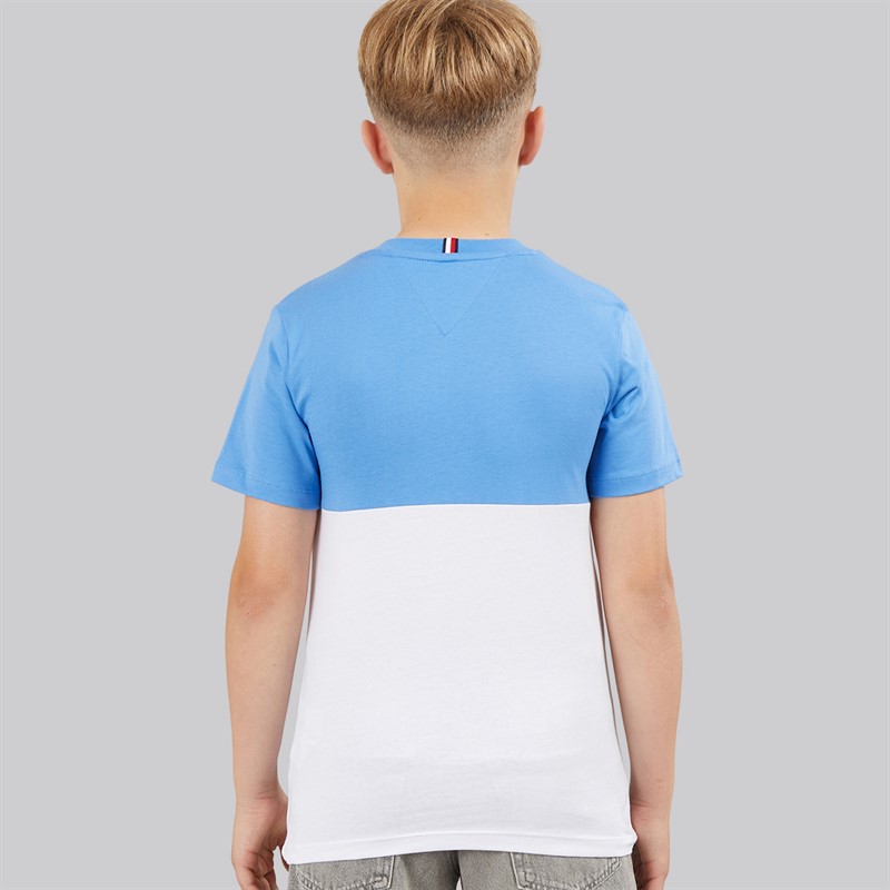Tommy Hilfiger Boys Mini Corp Colour Block T-Shirt Blue Spell/White Colourblock