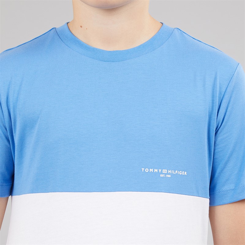 Tommy Hilfiger Boys Mini Corp Colour Block T-Shirt Blue Spell/White Colourblock