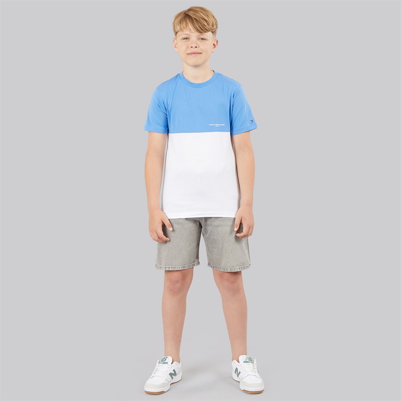 Tommy Hilfiger Boys Mini Corp Colour Block T-Shirt Blue Spell/White Colourblock