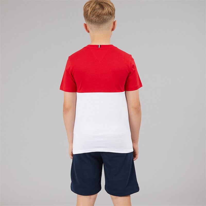 Tommy Hilfiger Boys Mini Corp Colour Block T-Shirt And Shorts Set Primary Red/White Colourblock