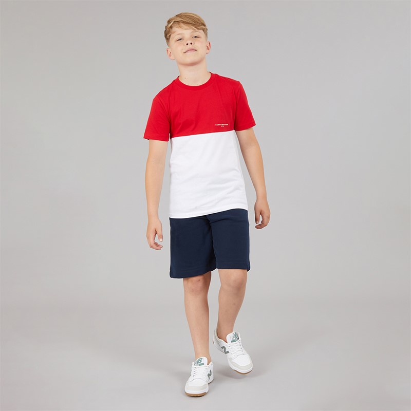 Tommy Hilfiger Boys Mini Corp Colour Block T-Shirt And Shorts Set Primary Red/White Colourblock