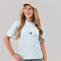 Tommy Hilfiger Girls Melange Varsity Arch T-Shirt Breezy Blue Heather
