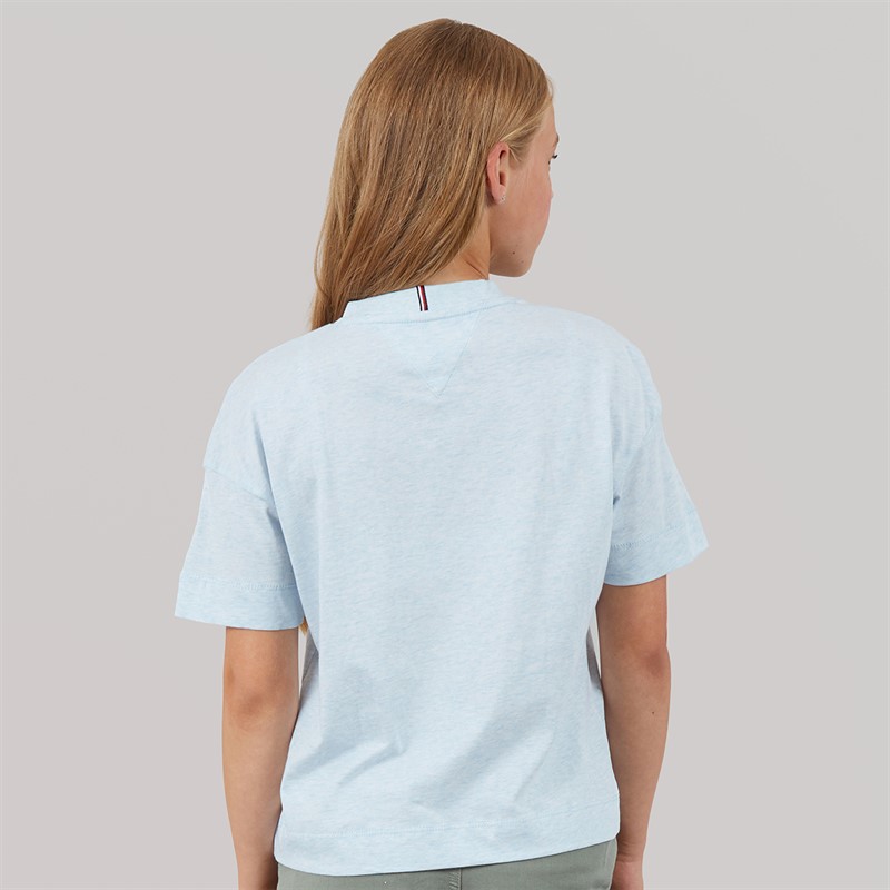 Tommy Hilfiger Girls Melange Varsity Arch T-Shirt Breezy Blue Heather