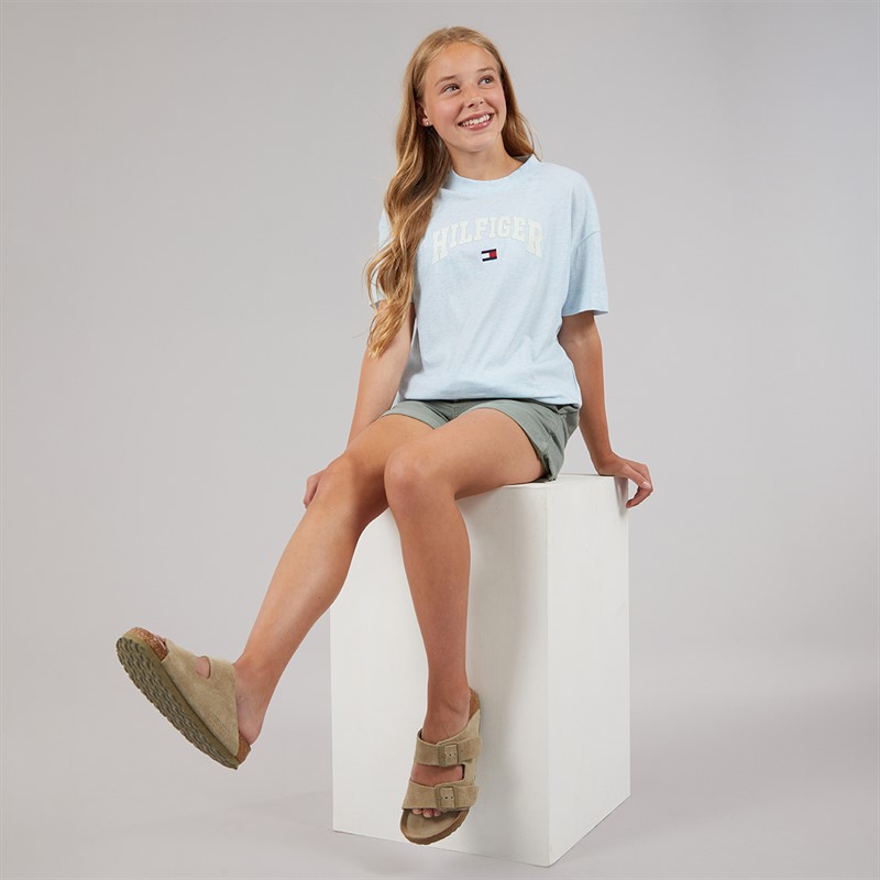 Tommy Hilfiger Girls Melange Varsity Arch T-Shirt Breezy Blue Heather