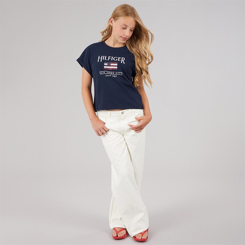 Tommy Hilfiger Girls Hilfiger Sequins T-Shirt Dark Night Navy