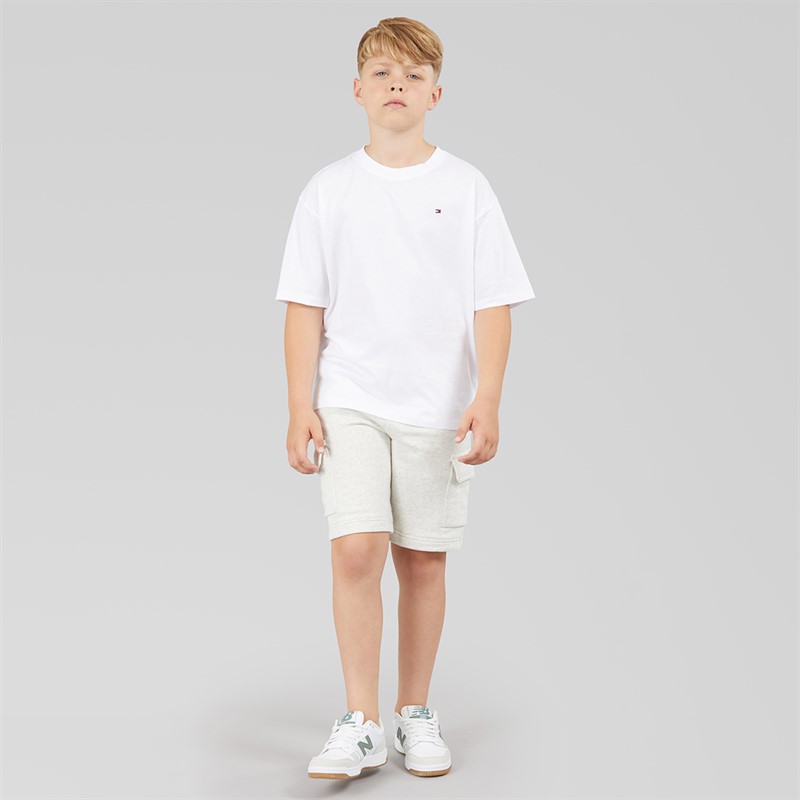 Tommy Hilfiger Boys Jersey Cargo Shorts Snow White Heather