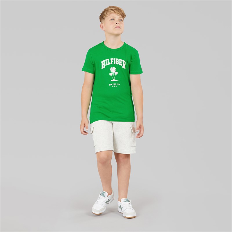 Tommy Hilfiger Boys Palm Print T-Shirt Radiant Green