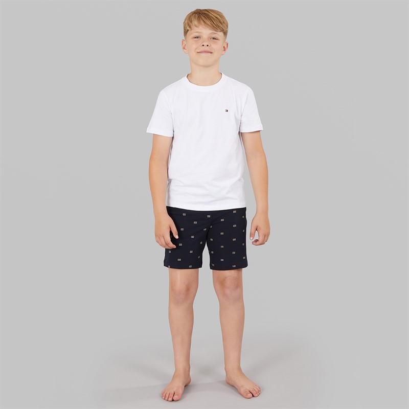 Tommy Hilfiger Boys Jersey Pyjamas White/Outline Flag Desert Sky