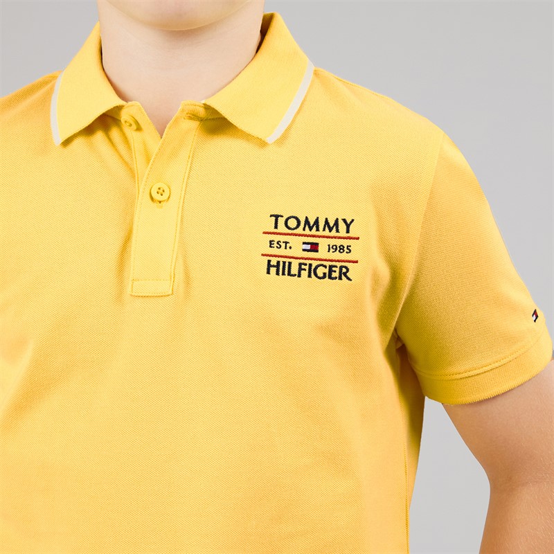 Tommy Hilfiger Boys Tommy Flag Polo Shirt Citronella