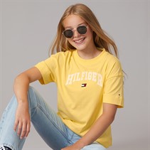 Tommy Hilfiger Girls Melange Varsity Arch T-Shirt Citronella