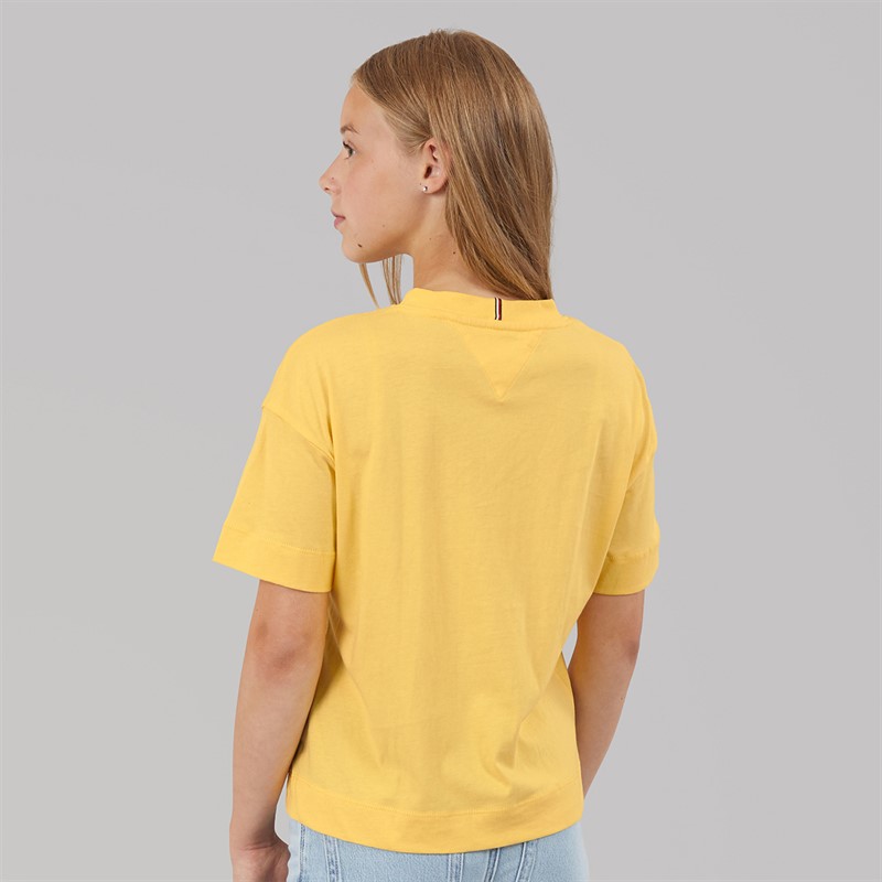 Tommy Hilfiger Girls Melange Varsity Arch T-Shirt Citronella