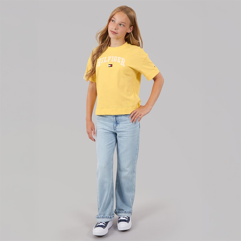 Tommy Hilfiger Girls Melange Varsity Arch T-Shirt Citronella