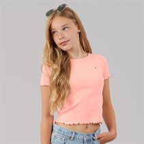 Tommy Hilfiger Girls Essential Rib T-Shirt Coral Ice