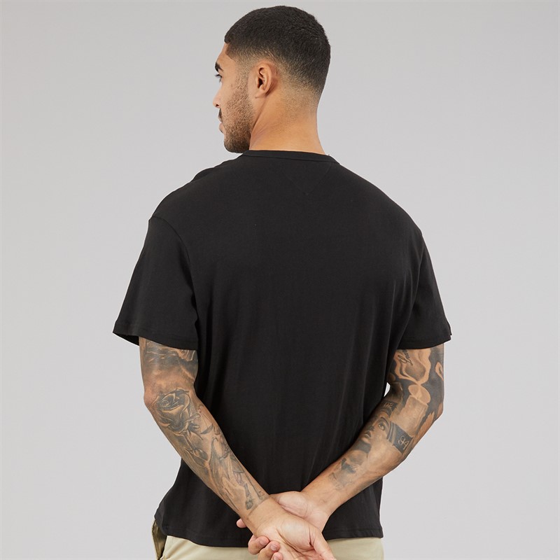 Tommy Hilfiger Mens Relaxed Linear Logo T-Shirt Black