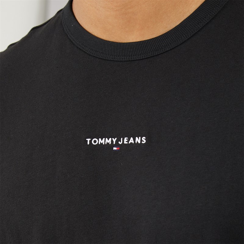 Tommy Hilfiger Mens Relaxed Linear Logo T-Shirt Black