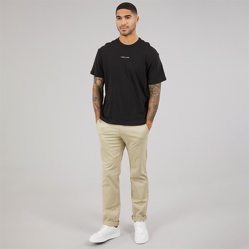 Tommy Hilfiger Mens Relaxed Linear Logo T-Shirt Black