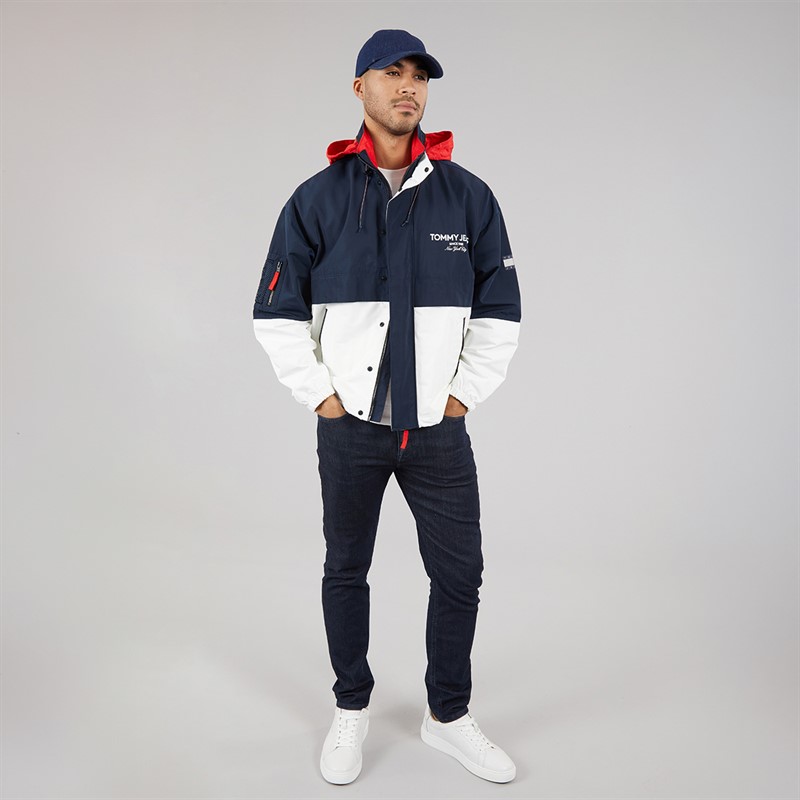 Tommy Hilfiger Mens Colorblock Windbreaker Jacket Dark Night Navy/Multi
