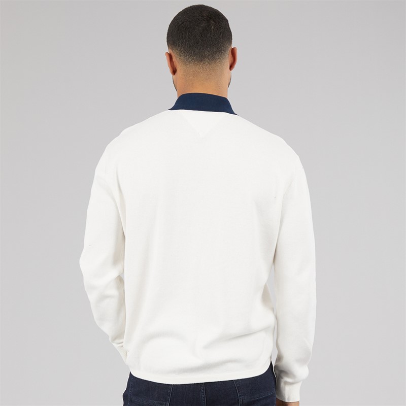 Tommy Hilfiger Mens Reg Woven Rugby Shirt Ancient White