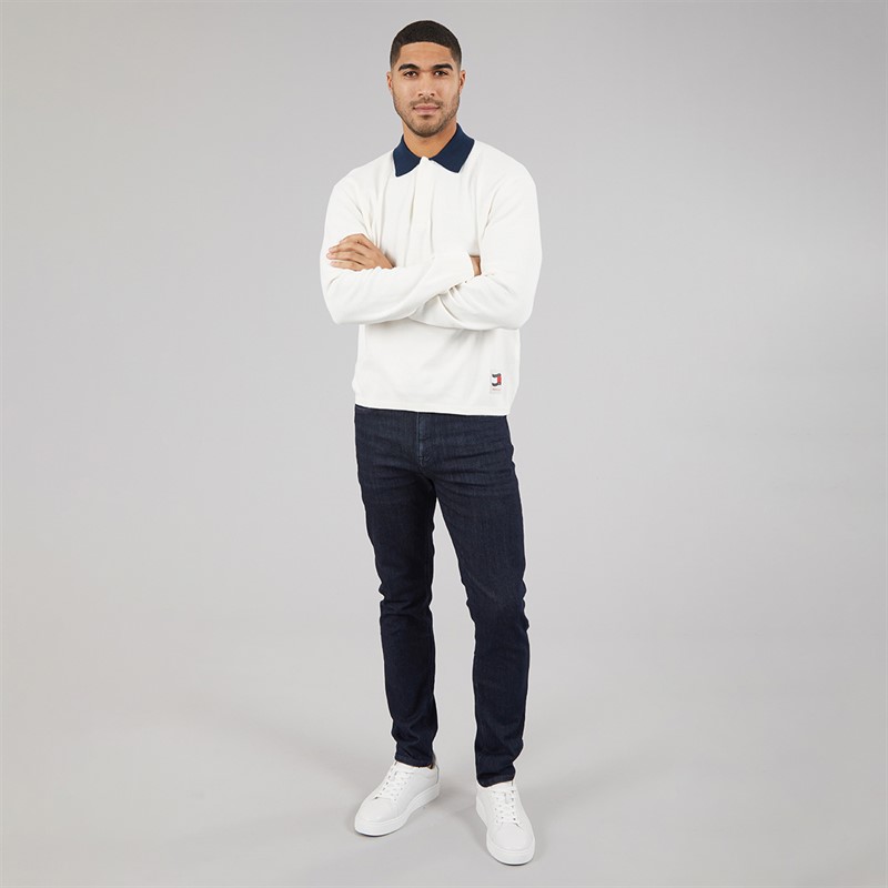 Tommy Hilfiger Mens Reg Woven Rugby Shirt Ancient White