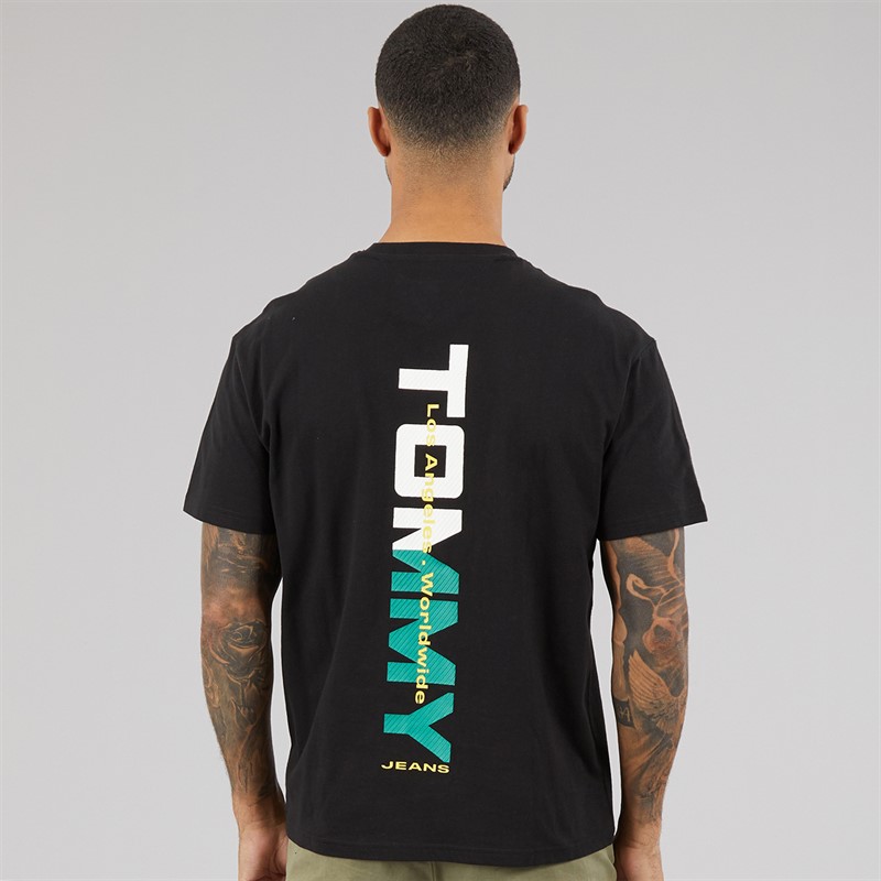Tommy Hilfiger Mens Relaxed LA Back Print T-Shirt Black