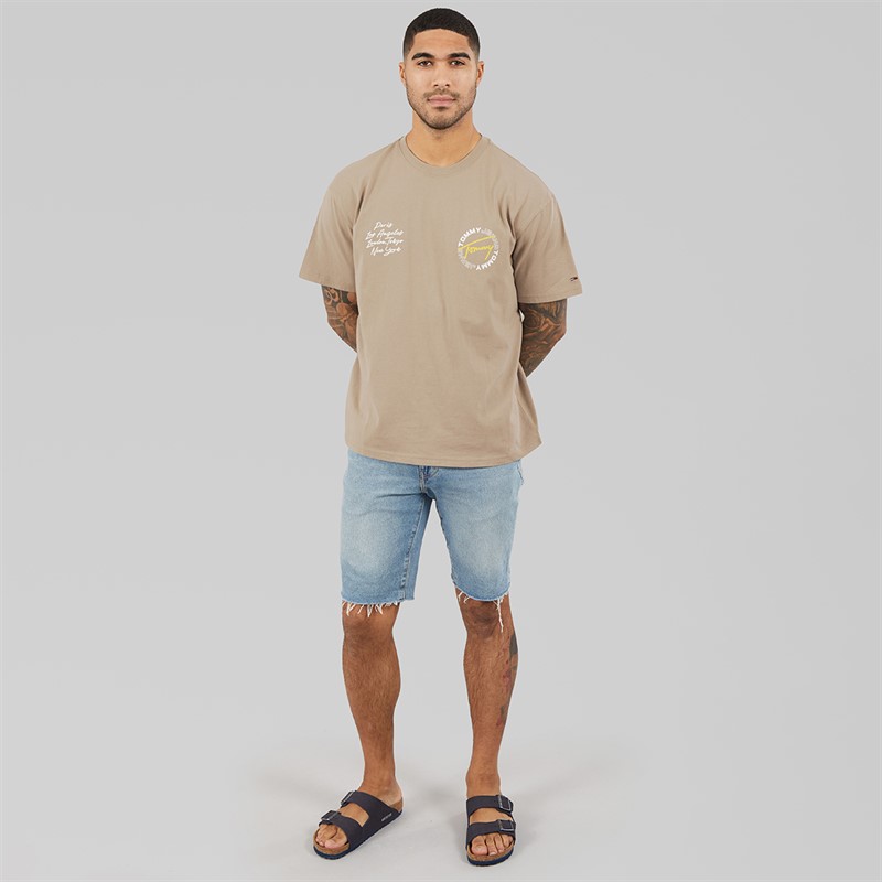 Tommy Hilfiger Mens Relaxed Sign Circle T-Shirt Limestone Dust