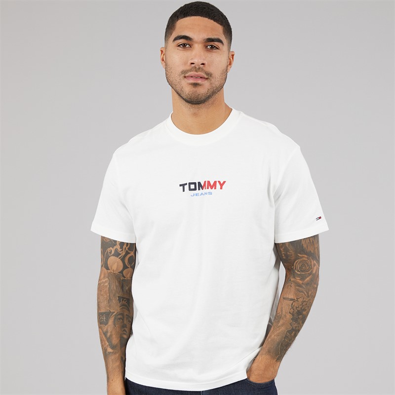 Tommy Hilfiger Mens Relaxed LA Back Print T-Shirt Ecru