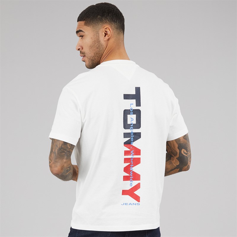 Tommy Hilfiger Mens Relaxed LA Back Print T-Shirt Ecru