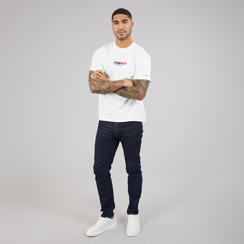 Tommy Hilfiger Mens Relaxed LA Back Print T-Shirt Ecru