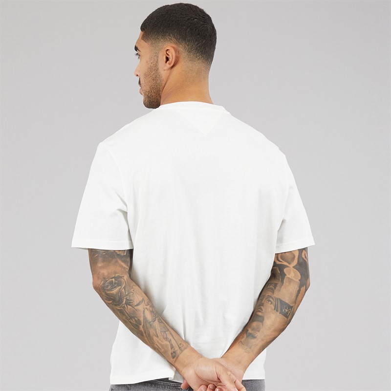 Tommy Hilfiger Mens 90s TJ Block T-Shirt Ecru