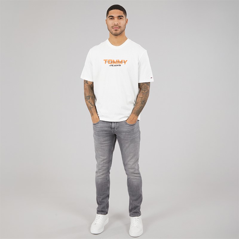 Tommy Hilfiger Mens 90s TJ Block T-Shirt Ecru