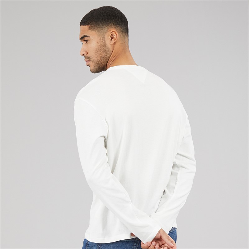 Tommy Hilfiger Mens Relaxed LA Long Sleeve T-Shirt Ecru