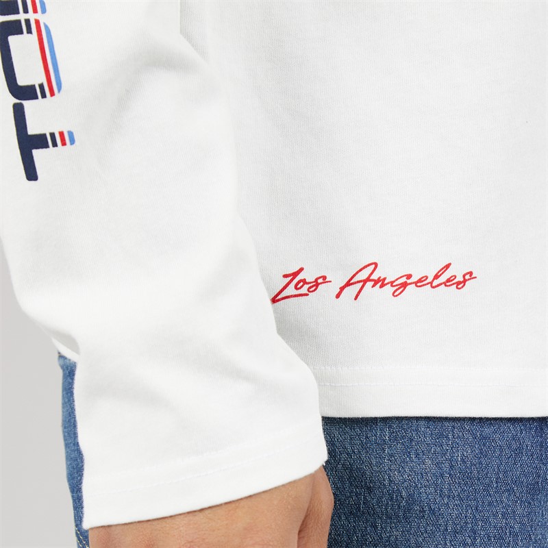 Tommy Hilfiger Mens Relaxed LA Long Sleeve T-Shirt Ecru