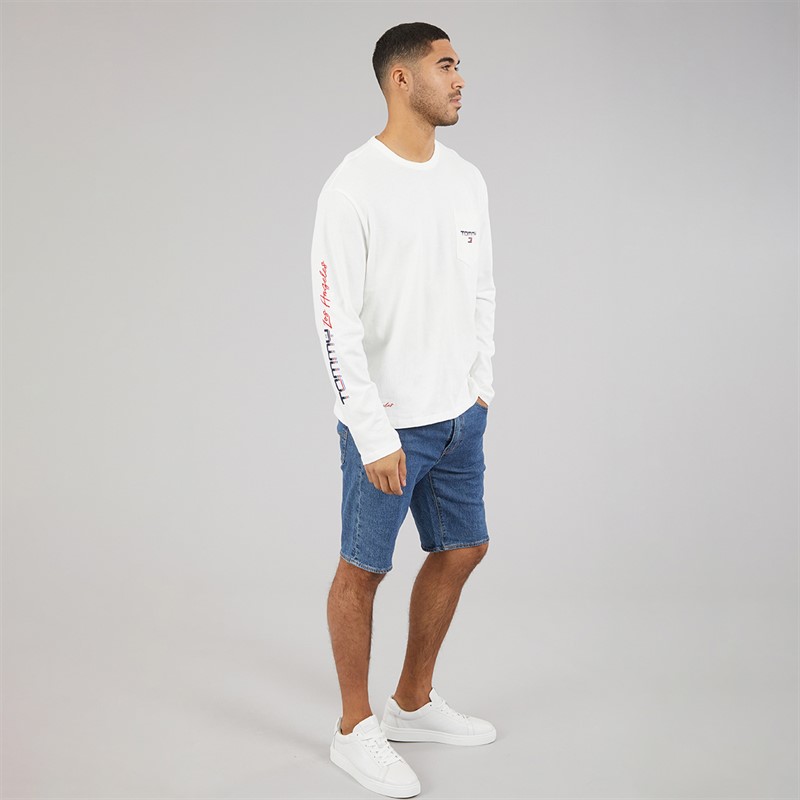 Tommy Hilfiger Mens Relaxed LA Long Sleeve T-Shirt Ecru