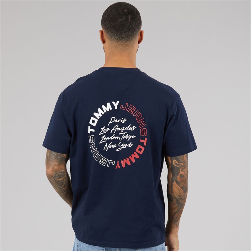 Tommy Hilfiger Mens Relaxed Sign Circle T-Shirt Dark Night Navy