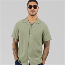 Tommy Hilfiger Mens Reg Linen Blend Short Sleeve Shirt Utility Sage