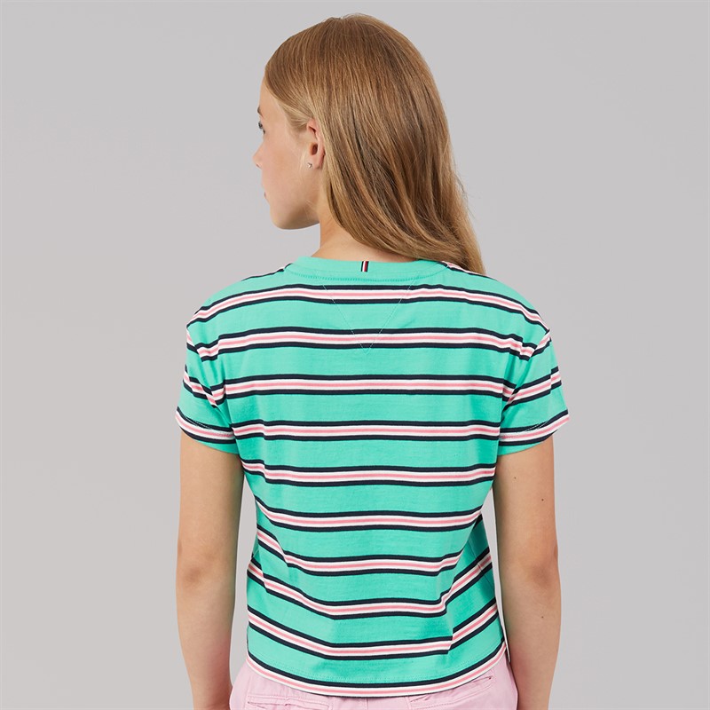 Tommy Hilfiger Girls Stripe Short Sleeve T-Shirt Tropical Tide Stripes