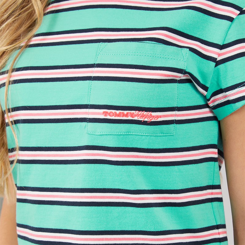 Tommy Hilfiger Girls Stripe Short Sleeve T-Shirt Tropical Tide Stripes