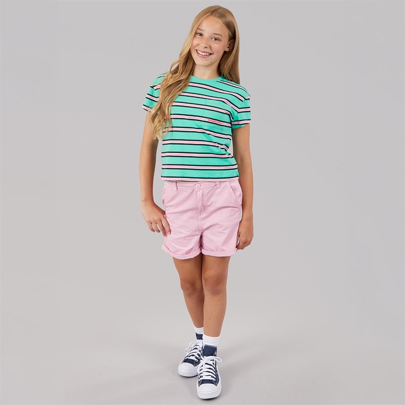 Tommy Hilfiger Girls Stripe Short Sleeve T-Shirt Tropical Tide Stripes