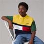 Tommy Hilfiger Boys Monotype Colourblock Polo Shirt Yellow Dahlia Colourblock