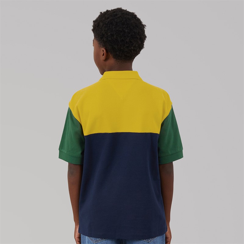 Tommy Hilfiger Boys Monotype Colourblock Polo Shirt Yellow Dahlia Colourblock