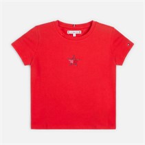 Tommy Hilfiger Girls Star Flag Short Sleeve T-Shirt Red Alert