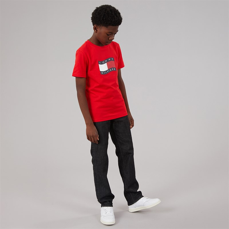Tommy Hilfiger Boys Wavy Flag T-Shirt Rapid Red