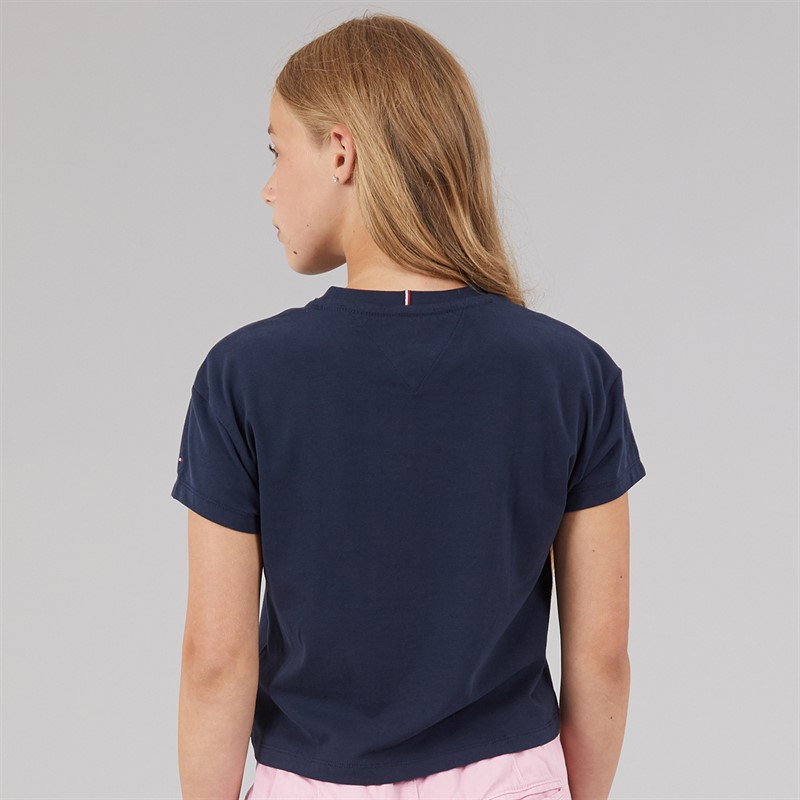 Tommy Hilfiger Girls Tommy Heart Embroidered T-Shirt Dark Night Navy