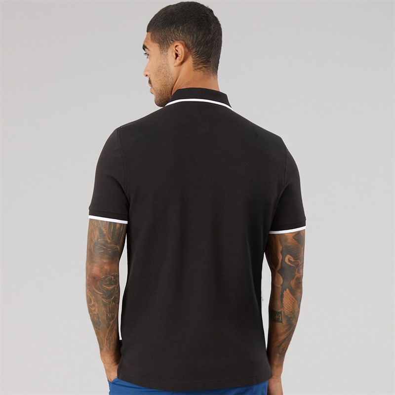 Tommy Hilfiger Mens Pique Undercollar Polo Black