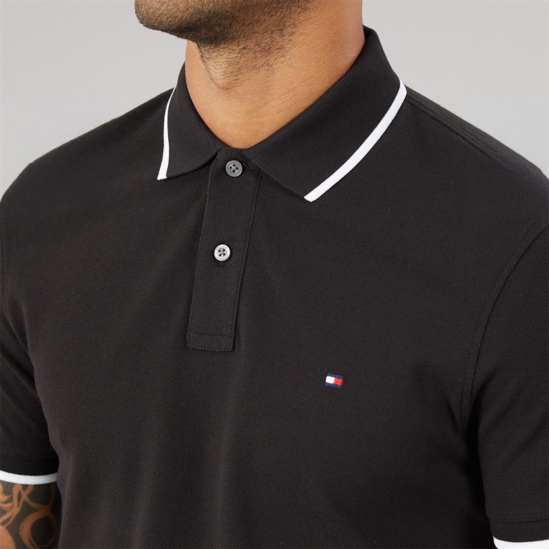 Tommy Hilfiger Mens Pique Undercollar Polo Black