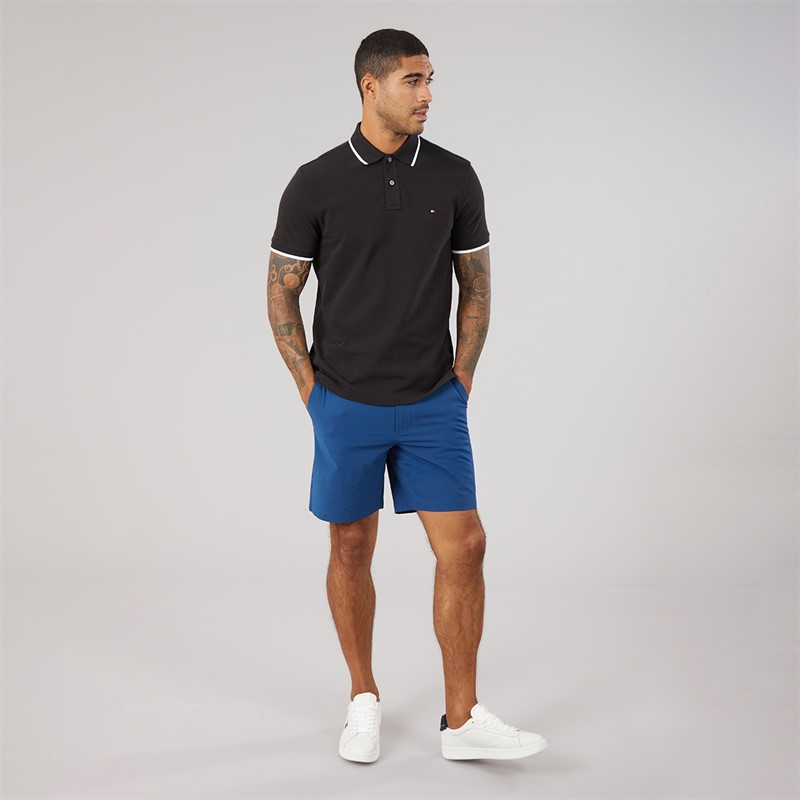 Tommy Hilfiger Mens Pique Undercollar Polo Black