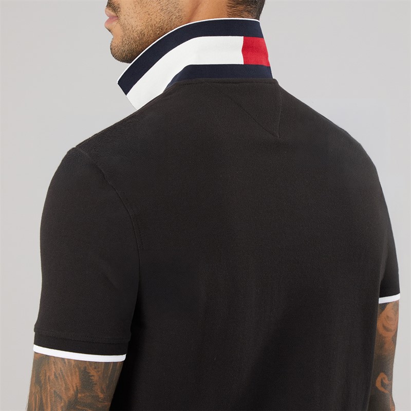 Tommy Hilfiger Mens Pique Undercollar Polo Black